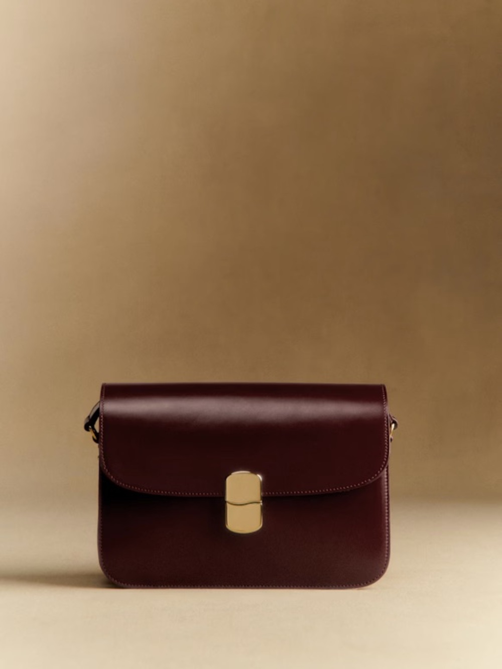 Like New Sézane Milo Classic Bag in Glossy Burgundy